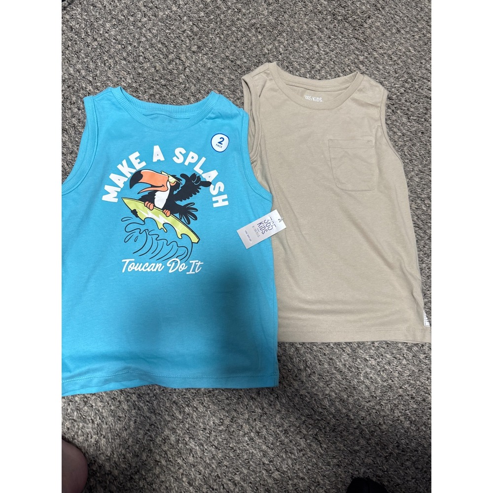 365 Kids Tank Top 2-Pack Sleeveless Graphic Print Casual Summer Size 5